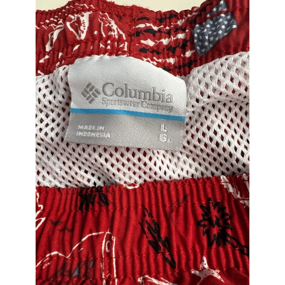 Columbia PFG Water Shorts USA Red White Blue Swim Trunks Mens Large Fourth July